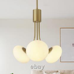Mid Century Modern Chandelier, Gold Sputnik Chandeliers with 3 White Milk Glass