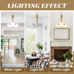 Mid Century Modern Chandelier, Gold Sputnik Chandeliers with 3 White Milk Glass