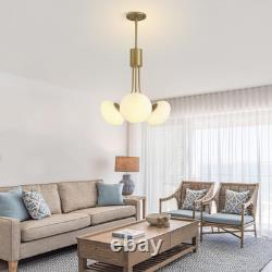 Mid Century Modern Chandelier, Gold Sputnik Chandeliers with 3 White Milk Glass
