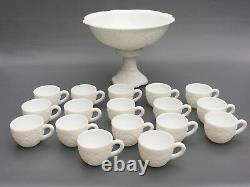 Mid-Century Modern McKee Glass Co. 19 Pc milk glass punch set THE CONCORD 1950s