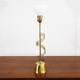 Mid Century Modern Table Lamp Swirled Brass Metal White Milk Glass Shade Vintage