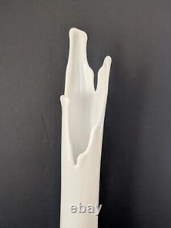 Mid Century Swung Glass Vase Hobnail White Milk Glass 22 Tall