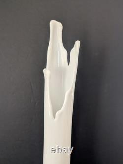 Mid Century Swung Glass Vase Hobnail White Milk Glass 22 Tall