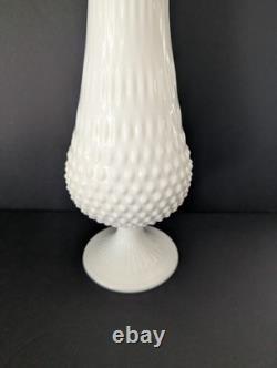 Mid Century Swung Glass Vase Hobnail White Milk Glass 22 Tall