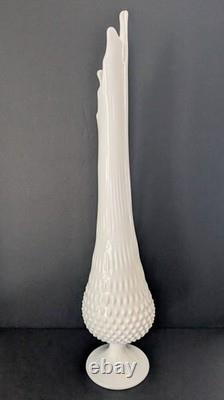 Mid Century Swung Glass Vase Hobnail White Milk Glass 22 Tall