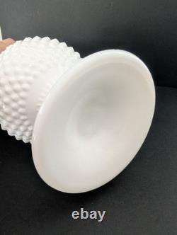 Mid Century Swung Glass Vase Hobnail White Milk Glass 22 Tall