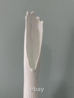Mid Century Swung White Fenton Glass Vase Hobnail White Milk Glass 22 Tall