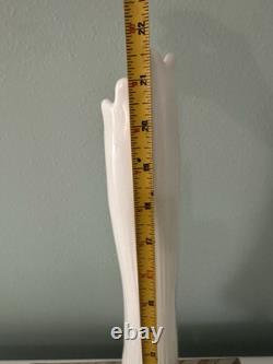 Mid Century Swung White Fenton Glass Vase Hobnail White Milk Glass 22 Tall