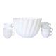 Mid-century White Milk Glass Punch Bowl & Cups
