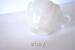 Mid-Century White Milk Glass Punch Bowl & Cups