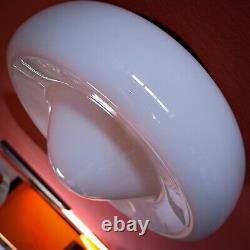Mid century round white opaline milk glass CEILING WALL SCONCE light