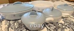 Milk Glasbake Atomic Starburst (10 Set Total)! Lids (4) Milk Glass Soup Bowls3