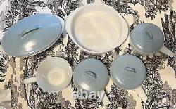 Milk Glasbake Atomic Starburst (10 Set Total)! Lids (4) Milk Glass Soup Bowls3