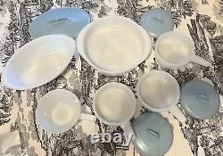 Milk Glasbake Atomic Starburst (10 Set Total)! Lids (4) Milk Glass Soup Bowls3