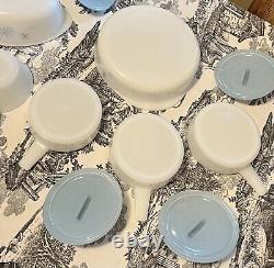 Milk Glasbake Atomic Starburst (10 Set Total)! Lids (4) Milk Glass Soup Bowls3