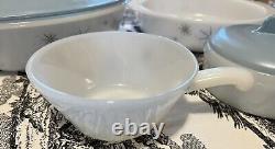 Milk Glasbake Atomic Starburst (10 Set Total)! Lids (4) Milk Glass Soup Bowls3