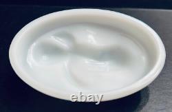 Milk Glass Baby Moses in Bullrushes Covered Dish on Bullrush Base