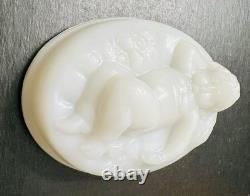 Milk Glass Baby Moses in Bullrushes Covered Dish on Bullrush Base