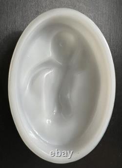 Milk Glass Baby Moses in Bullrushes Covered Dish on Bullrush Base