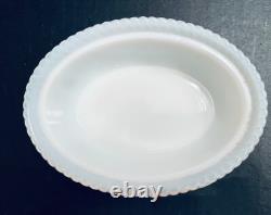 Milk Glass Baby Moses in Bullrushes Covered Dish on Bullrush Base