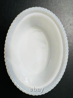 Milk Glass Baby Moses in Bullrushes Covered Dish on Bullrush Base