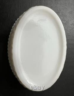 Milk Glass Baby Moses in Bullrushes Covered Dish on Bullrush Base