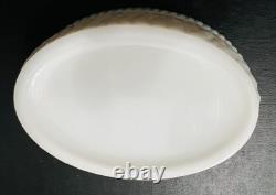 Milk Glass Baby Moses in Bullrushes Covered Dish on Bullrush Base