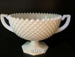 Milk Glass Bowl Trophy Loving Cup Dish Hobnail Fenton Vintage Anchor Hocking