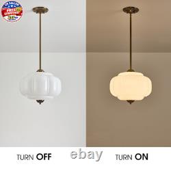 Milk Glass Ceiling Light Fixture, 15 Vintage Semi Flush Mount Pendant Light wit