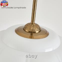 Milk Glass Ceiling Light Fixture, 15 Vintage Semi Flush Mount Pendant Light wit