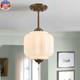 Milk Glass Ceiling Light Fixture Antique Brass Semi Flush Mount Pendant Light