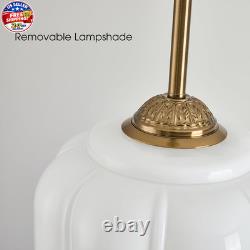 Milk Glass Ceiling Light Fixture Antique Brass Semi Flush Mount Pendant Light