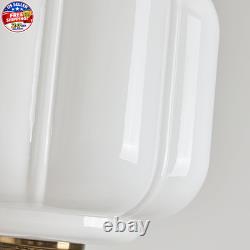 Milk Glass Ceiling Light Fixture Antique Brass Semi Flush Mount Pendant Light