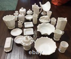 Milk Glass Kitchen Dinnerware Dishes Pre-Owned (31 Items)