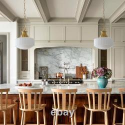 Milk Glass Pendant Light, 10.63 White Pleated Glass Chandelier, Vintage Brass A