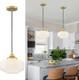 Milk Glass Pendant Light 9.84 Vintage Schoolhouse Chandelier Gold Mid Century M