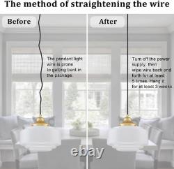 Milk Glass Pendant Light 9.84 Vintage Schoolhouse Chandelier Gold Mid Century M