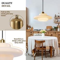 Milk Glass Pendant Light Mid Century Modern Gold Brass Pendant Light Fixture