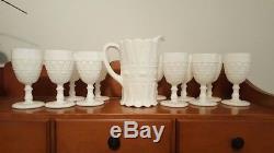 Milk Glass Pitcher and 11 Goblets