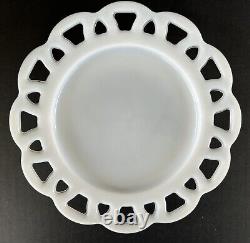 Milk Glass Plates 8 1/2 Hazel Atlas Lace Edge Set of 11