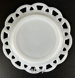 Milk Glass Plates 8 1/2 Hazel Atlas Lace Edge Set of 11