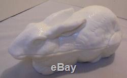 Milk Glass Rabbit Candy Dish, 4.25 Tall 9 Long, Rare Marked Pat'd March 9-1888