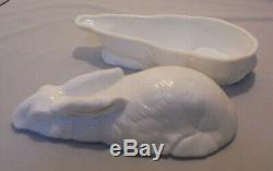 Milk Glass Rabbit Candy Dish, 4.25 Tall 9 Long, Rare Marked Pat'd March 9-1888