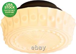 Milk Glass Schoolhouse Ceiling Light 12 Inch Vintage Flush Mount Fixture White