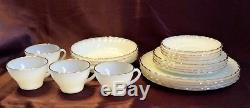 Milk Glass Swirl Golden Anniversary 22K Gold Trim Anchor Hocking 20 Pcs. 1940