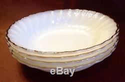 Milk Glass Swirl Golden Anniversary 22K Gold Trim Anchor Hocking 20 Pcs. 1940