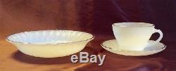 Milk Glass Swirl Golden Anniversary 22K Gold Trim Anchor Hocking 20 Pcs. 1940