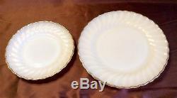 Milk Glass Swirl Golden Anniversary 22K Gold Trim Anchor Hocking 20 Pcs. 1940