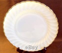 Milk Glass Swirl Golden Anniversary 22K Gold Trim Anchor Hocking 20 Pcs. 1940