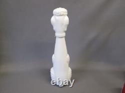 Milk Glass White 15.5 tall Poodle Dog DECANTER Stopper Genie Art Bottle Vintage